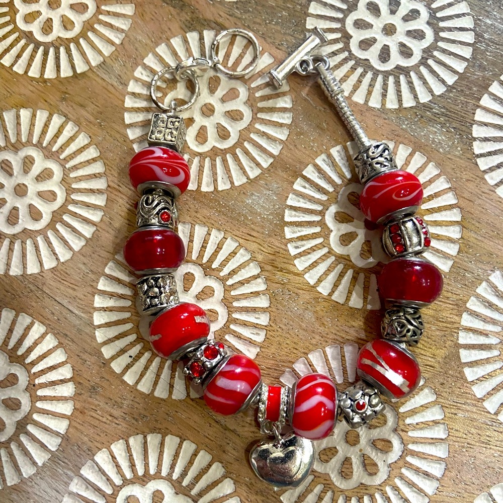 Charm bracelet Willabee and Ward jewelry hearts Ruby Red charm bracelet